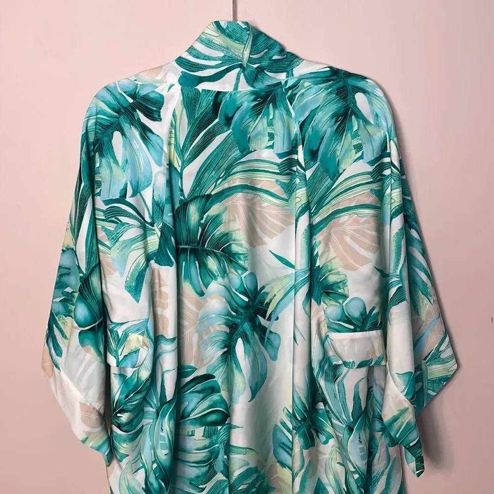 Chico's Black Label Palm Print Kimono XL